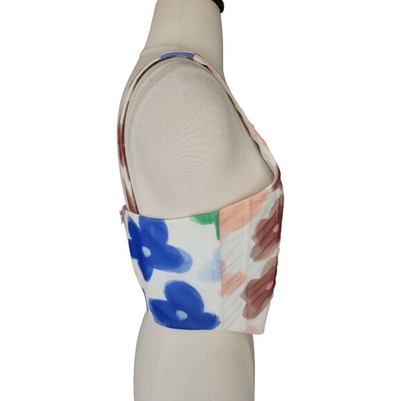 With Cindy Y2K Soft Girl Corset Womens Small Cream Floral Artsy Festival Mesh - Picture 5 of 10